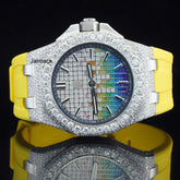 Luxury Fully Iced Out Rainbow Dial Moissanite Watch for Men