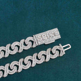 12MM Sterling Silver Baguette Moissanite Cuban Link Chain For Men's Fashion