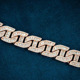 14MM Rose Gold VVS1 Moissanite Cuban Link Bracelet 925 Sterling Silver Iced Out Hip Hop Bracelet