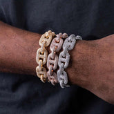 12MM VVS1 Moissanite Gucci Link Bracelet 925 Sterling Silver Iced Out Hip Hop Bracelet