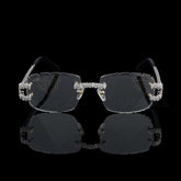 Luxury Silver Moissanite Rimless Sunglasses