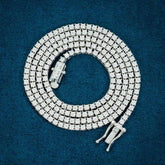 2MM Round Cut VVS Moissanite Tennis Chain 925 Sterling Silver