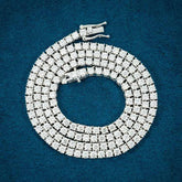 925 Sterling Silver 3MM Round Cut VVS Moissanite Tennis Chain Necklace