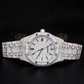 Luxury Silver Moissanite Automatic Watch VVS1 D Color Fully Iced Out