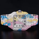 Luxury Rainbow Gemstone Square Watch