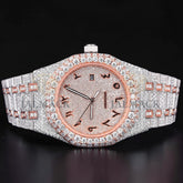 Luxury Rose Gold Arabic Dial Moissanite Automatic Watch