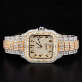 Luxury Two-Tone Arabic Moissanite Automatic Watch VVS1 D Color Fully Iced Out