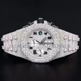 Luxury Silver Chronograph Moissanite Watch
