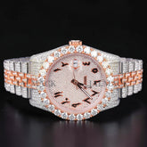 Luxury Rose Gold Moissanite Day Date Automatic Watch
