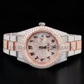 Luxury Two Tone Rose Gold Moissanite Automatic Watch VVS1 D Color