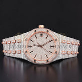 Rose Gold Diamond Dial Moissanite Automatic Watch
