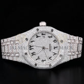Luxury Silver Moissanite Automatic Watch VVS1 D Color Fully Iced Out