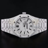 Luxury Silver Automatic Moissanite Watch