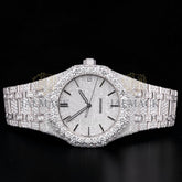 Silver Moissanite Automatic Watch VVS1 D Color Fully Iced Out