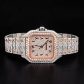 Luxury Two-Tone Arabic Letter Moissanite Automatic Watch VVS1 D Color Fully Iced Out