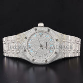 Sky Blue Arabic Dial VVS1 D Color Moissanite Diamond Automatic Watch