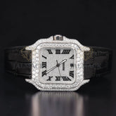 Square Roman Dial VVS1 D Color Moissanite Diamond Automatic Watch