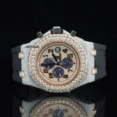 Luxury Fully Iced Out Rose Gold Chronograph Moissanite Watch for Men