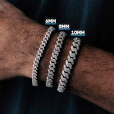 VVS Moissanite Cuban Link Bracelet 10MM 925 Sterling Silver Fully Iced Out Hip Hop Luxury Bracelet