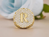 Personalized Yellow Gold Plated Moissanite Diamond - 925 Sterling Silver Hip Hop Custom Name Ring for Rapper