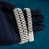 12MM Fully Iced Pave Cuban Link VVS1 D Color Moissanite Chain 925 Sterling Silver