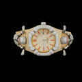 Gold Dial Monogram Letter Round-Cut Skull Moissanite Watch