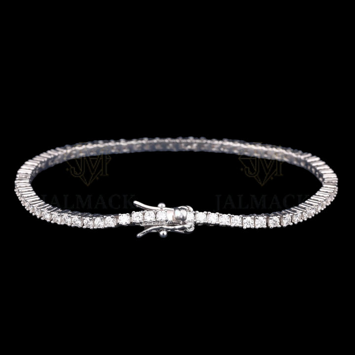 Silver 3MM Round Cut Moissanite Tennis Bracelet VVS1 D Color