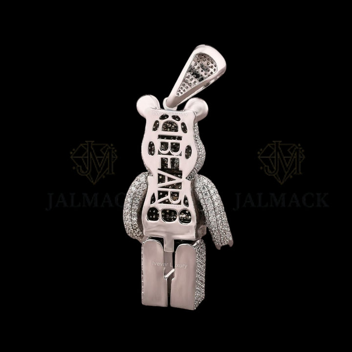 Fully Iced Articulated Bear Moissanite Pendant VVS1 D Color
