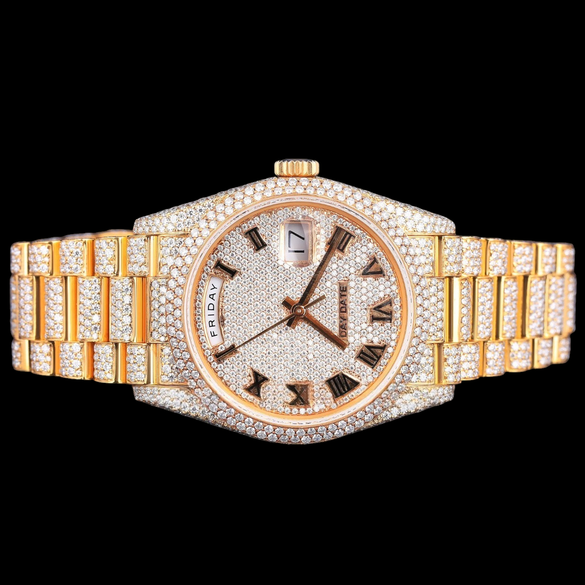 Luxury Gold Day-Date Moissanite Watch