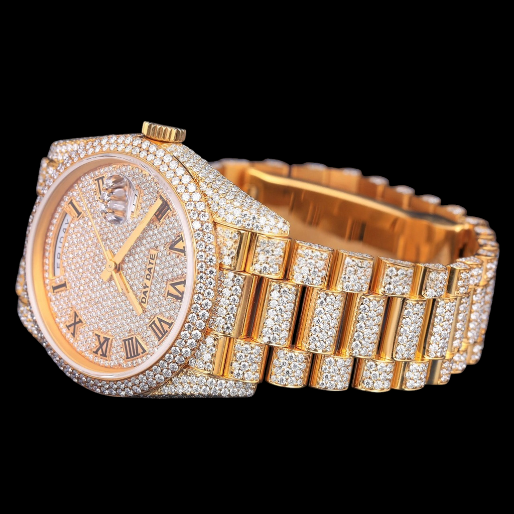 Luxury Gold Day-Date Moissanite Watch