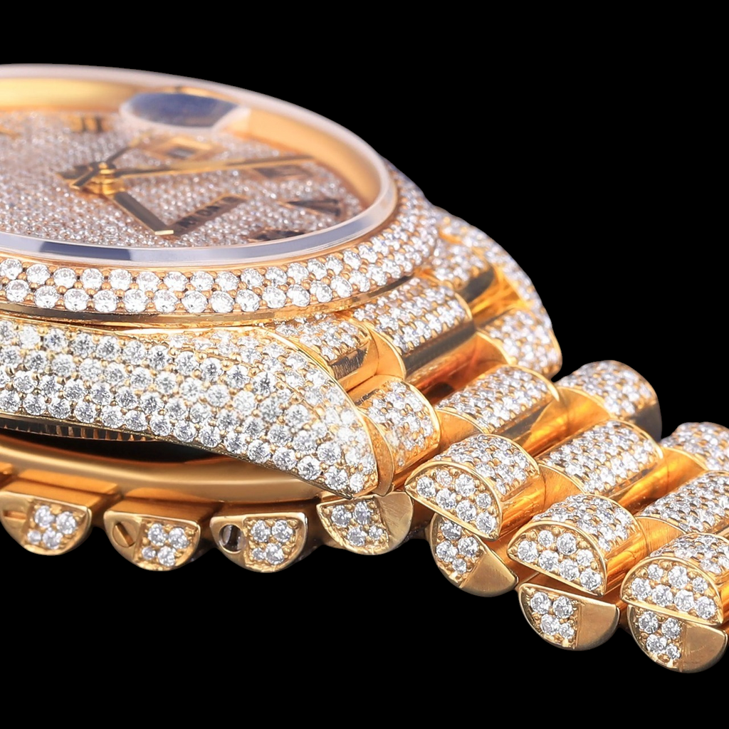 Luxury Gold Day-Date Moissanite Watch