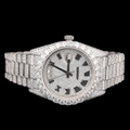 Luxury Silver Roman Numeral Moissanite Day-Date Watch VVS1 D Color Fully Iced Out