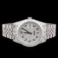 Luxury Silver Arabic Moissanite Day-Date Watch VVS1 D Color Fully Iced Out