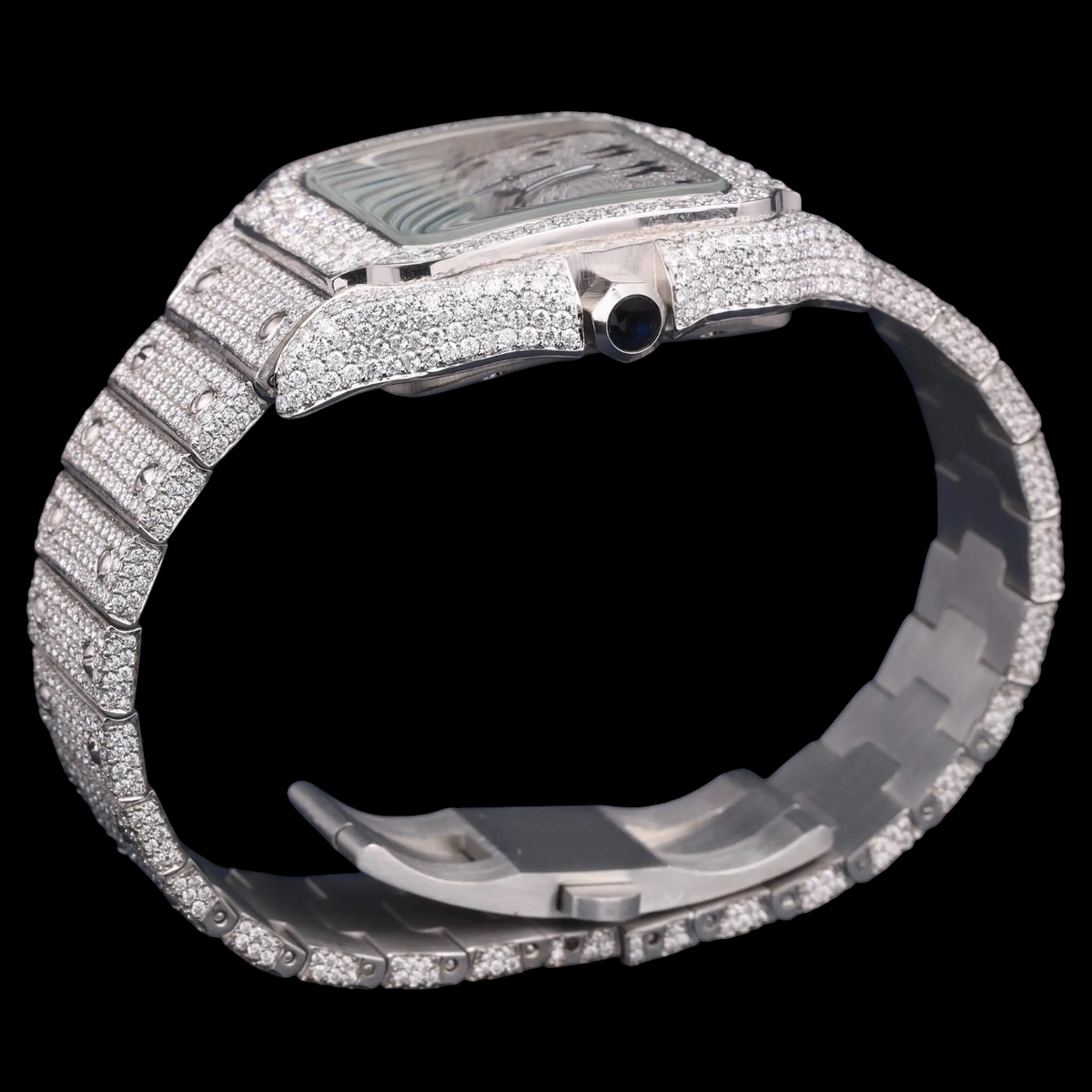 Luxury Square Moissanite Automatic Watch VVS1 D Color Fully Iced Out