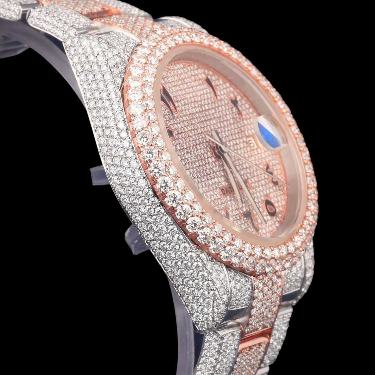 Luxury Two Tone Rose Gold Moissanite Automatic Watch VVS1 D Color
