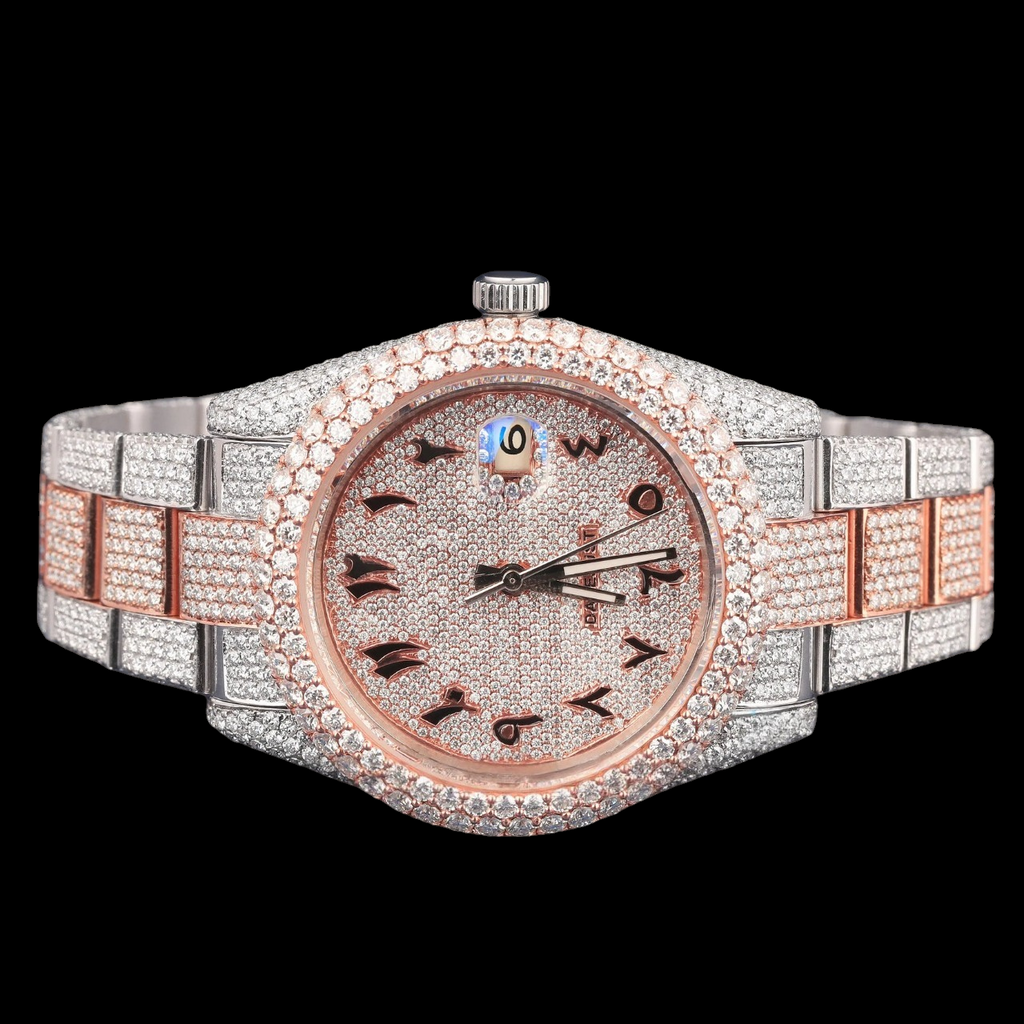 Luxury Two Tone Rose Gold Moissanite Automatic Watch VVS1 D Color