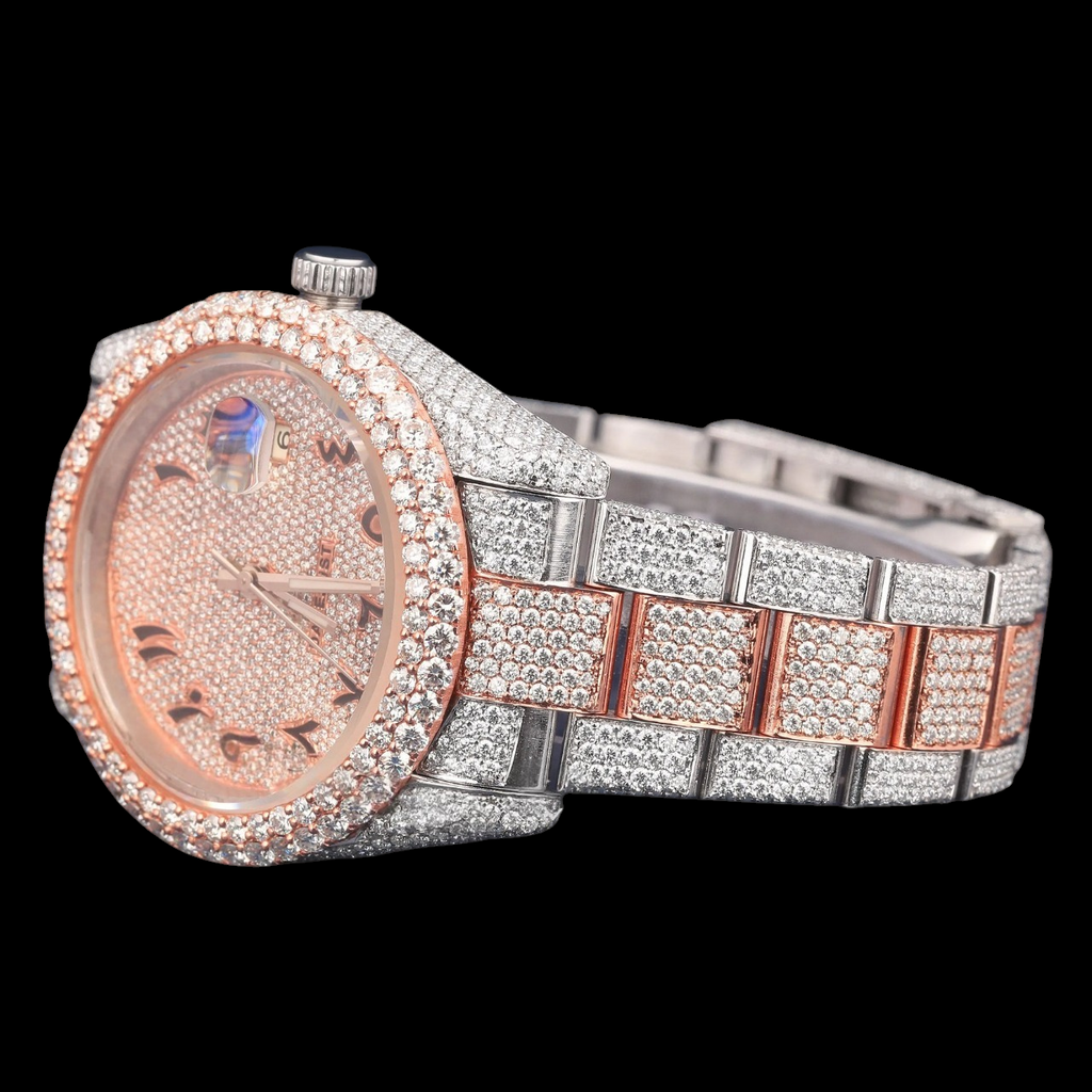 Luxury Two Tone Rose Gold Moissanite Automatic Watch VVS1 D Color