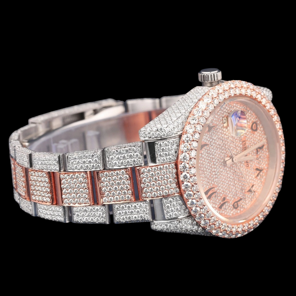 Luxury Two Tone Rose Gold Moissanite Automatic Watch VVS1 D Color