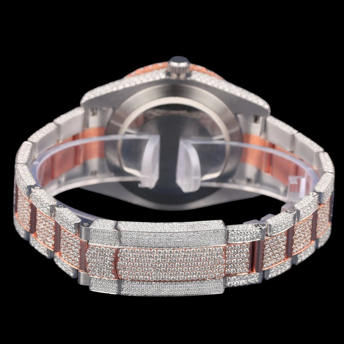Luxury Two Tone Rose Gold Moissanite Automatic Watch VVS1 D Color