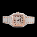 Luxury Two Tone Square Moissanite Automatic Watch VVS1 D Color