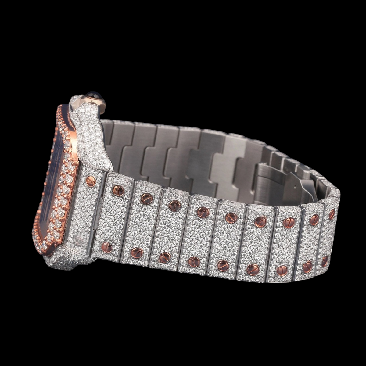 Luxury Two Tone Square Moissanite Automatic Watch VVS1 D Color