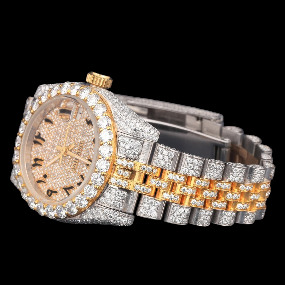VVS1 D Color Two Tone Moissanite Day Date Automatic Watch
