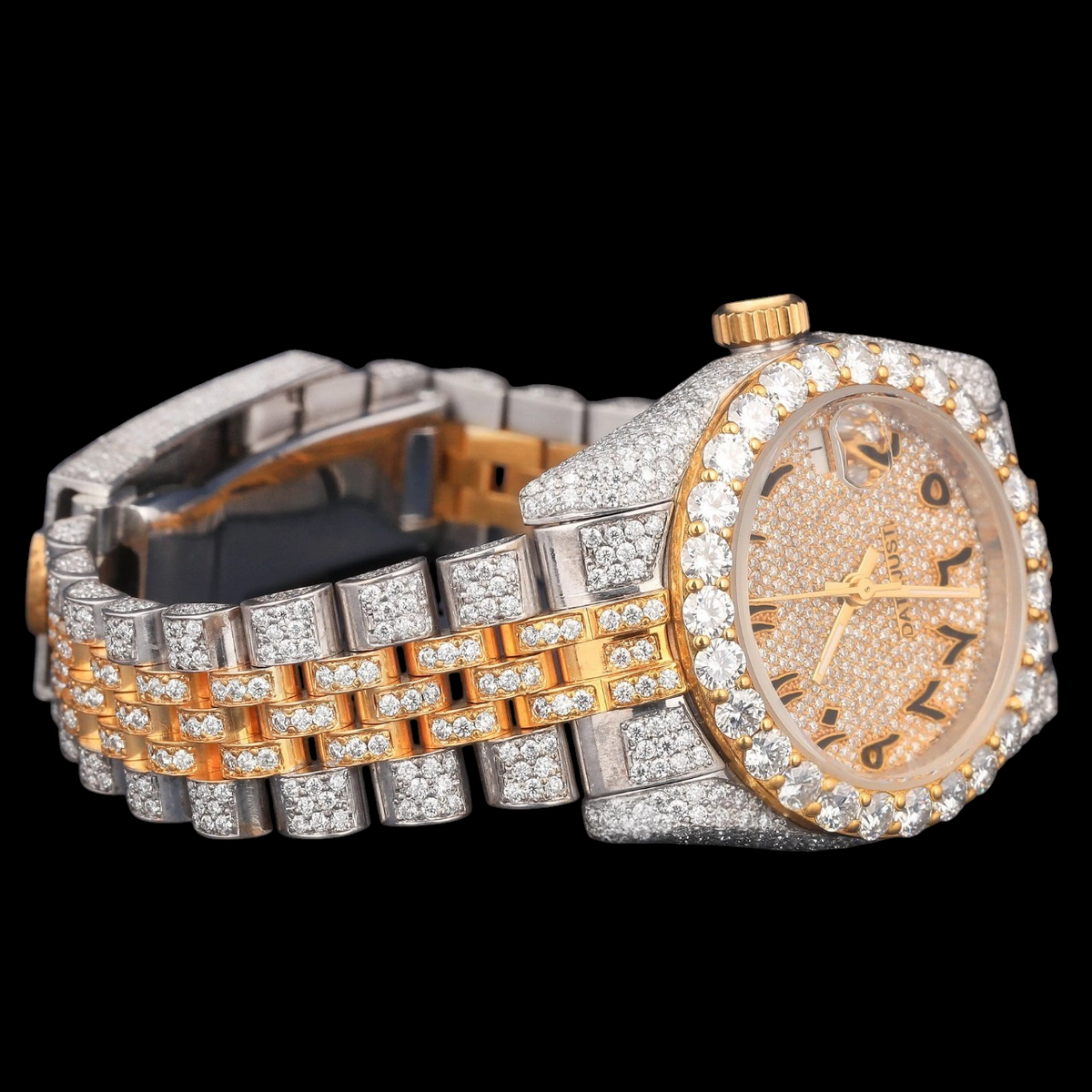 VVS1 D Color Two Tone Moissanite Day Date Automatic Watch