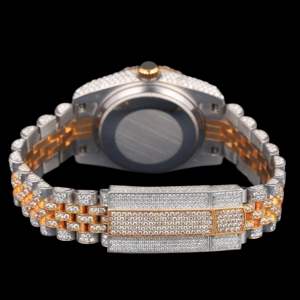 VVS1 D Color Two Tone Moissanite Day Date Automatic Watch