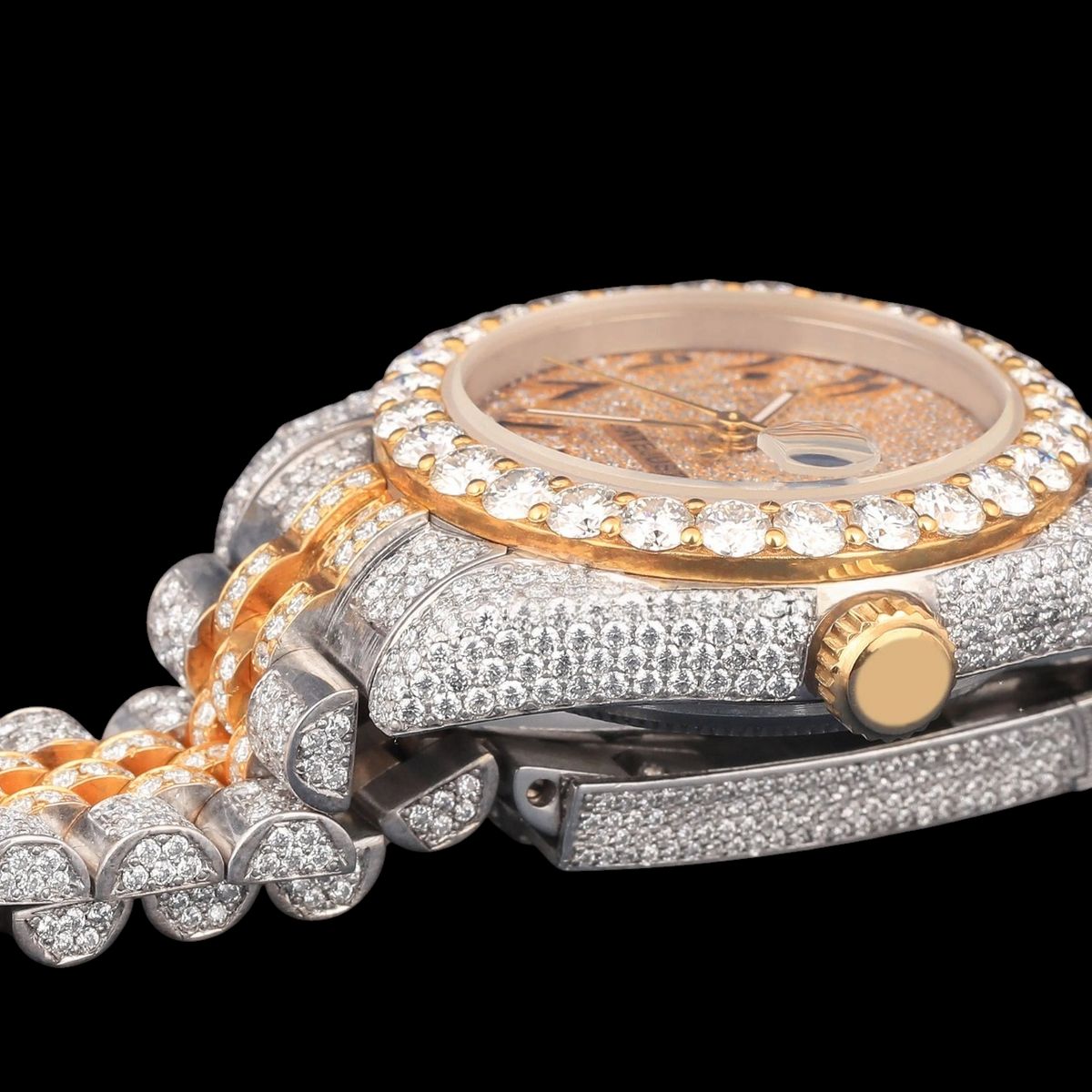 VVS1 D Color Two Tone Moissanite Day Date Automatic Watch
