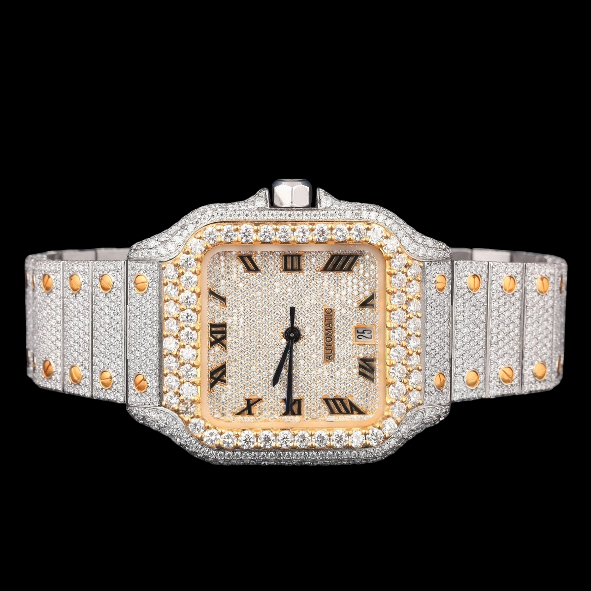VVS1 D Color Two Tone Square Moissanite Automatic Watch