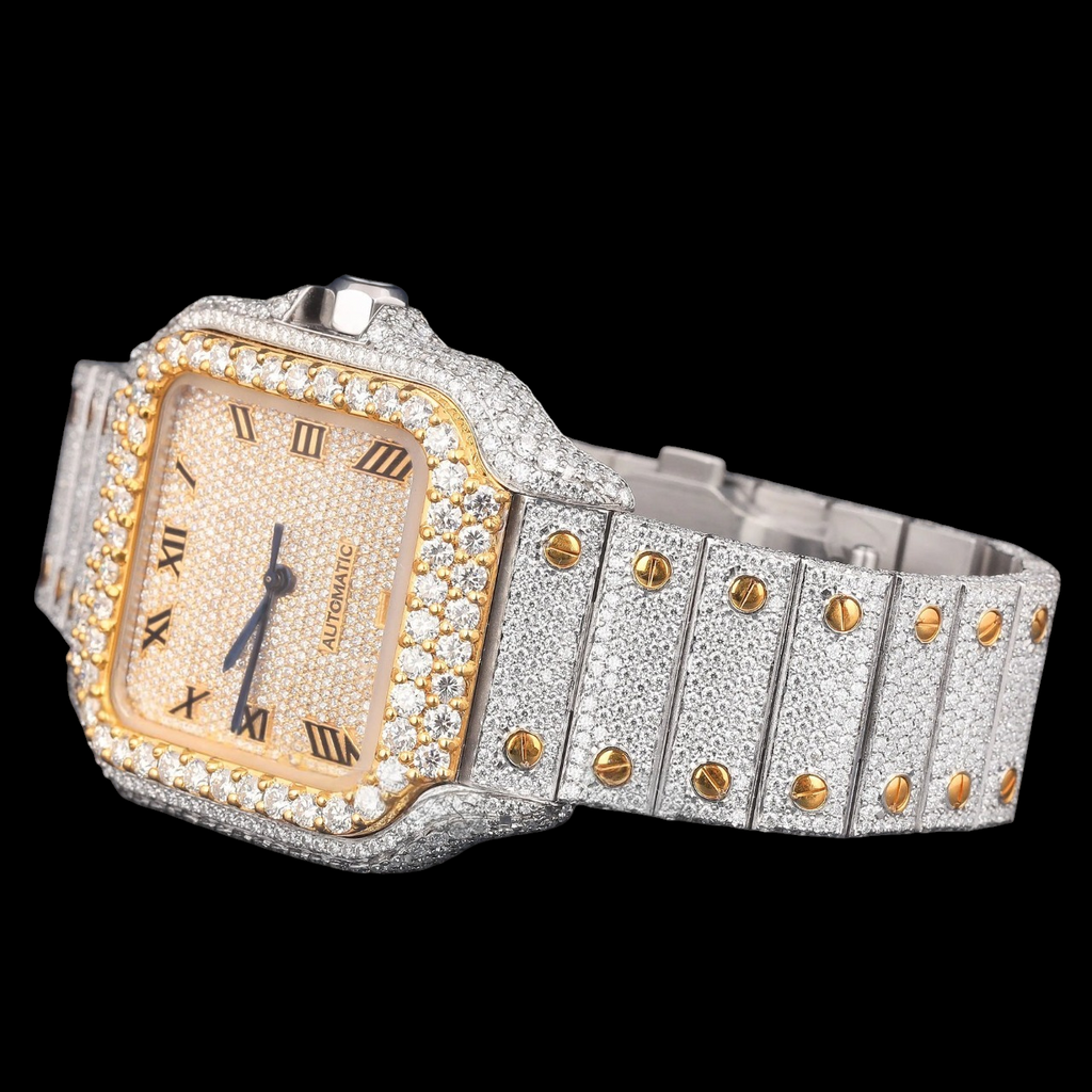 VVS1 D Color Two Tone Square Moissanite Automatic Watch