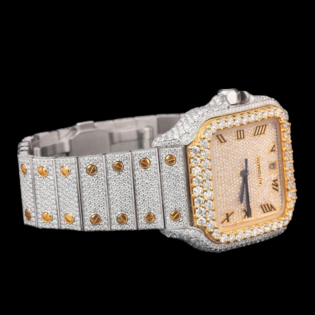 VVS1 D Color Two Tone Square Moissanite Automatic Watch