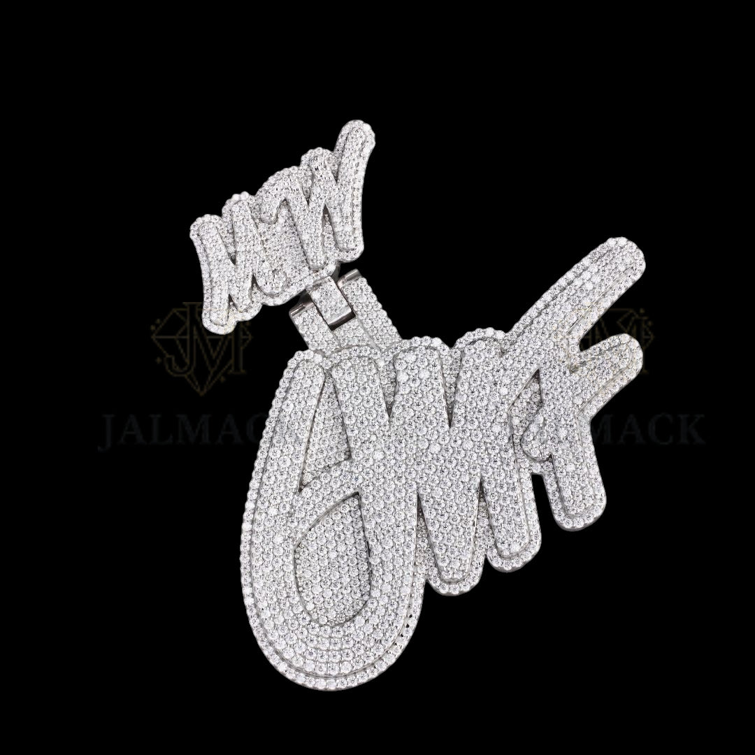 MNY JUNK Moissanite Word Pendant VVS1 D Color Fully Iced Out