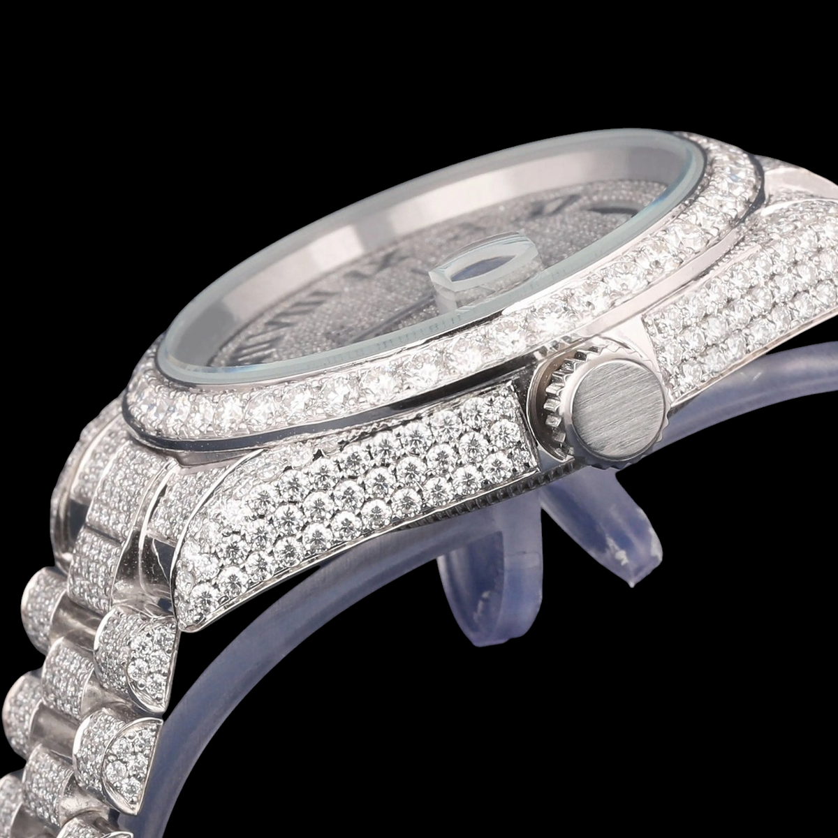 VVS1 D Color Moissanite Day Date Automatic Diamond Watch